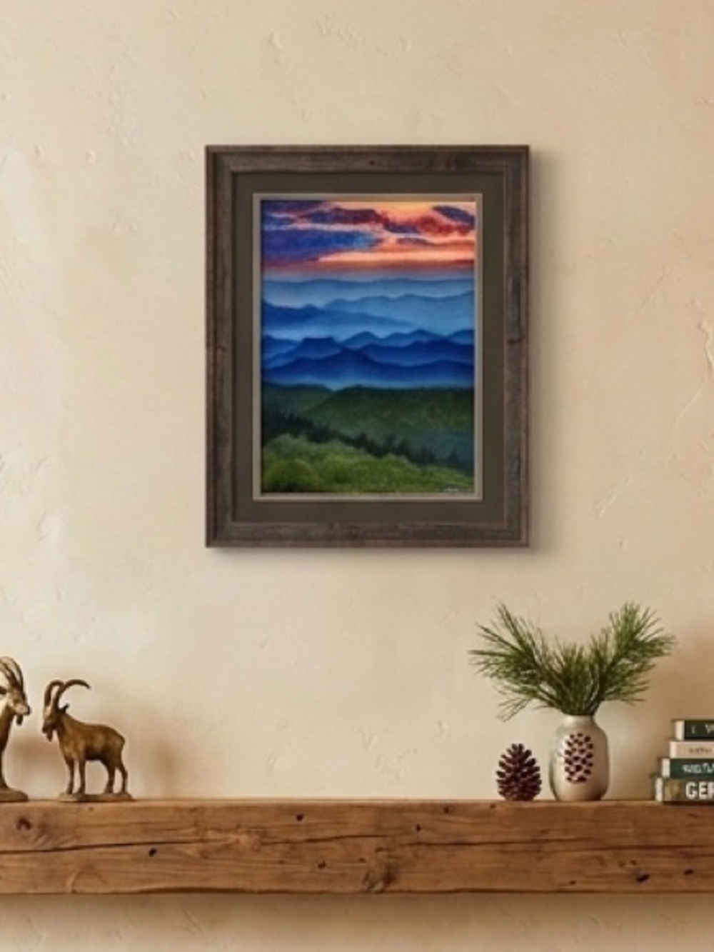Original Oil Painting Mountain Landscape Sunset Art 12x16